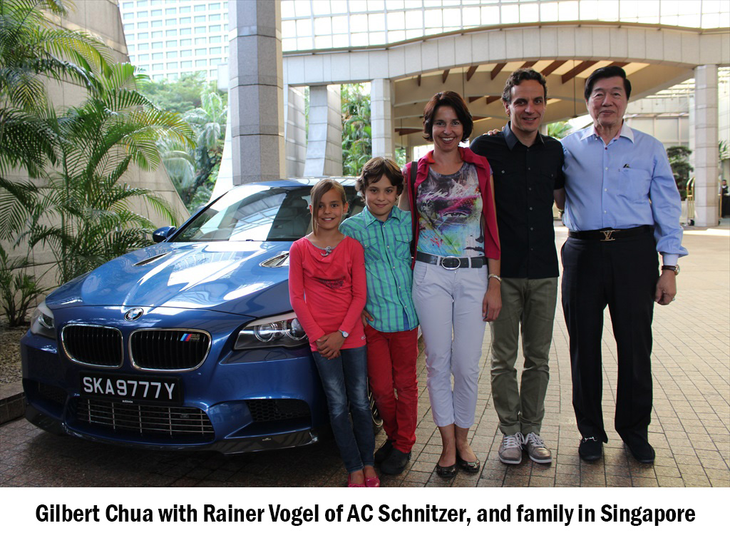 Gilbert Chua with Rainer Vogel of AC Schnitzer, and family in Singapore